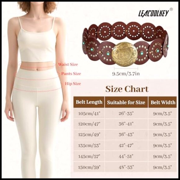 Boho Western Disc Belt Vintage Concho Waist Belt for Dresses and Jeans main image 5